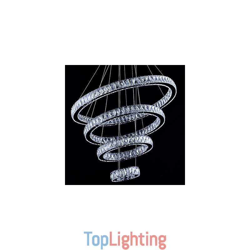 Crystal Pendant Light Ceiling Lamp Chandelier Lighting Fixtures with 4 Rings
