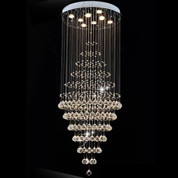 Modern Crystal Chandelier Lighting Pendant Light Ceiling Lamp Fixtures with 8 Bulbs H180CM