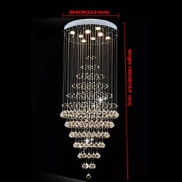 Modern Crystal Chandelier Lighting Pendant Light Ceiling Lamp Fixtures with 8 Bulbs H180CM