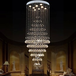 Modern Crystal Chandelier Lighting Pendant Light Ceiling Lamp Fixtures with 8 Bulbs H180CM