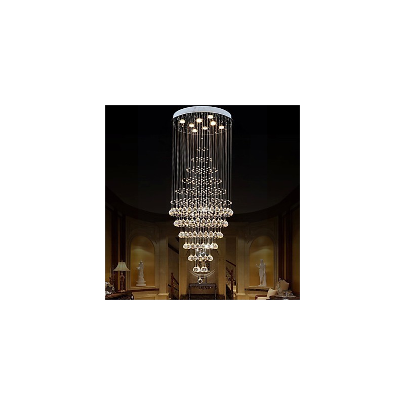 Modern Crystal Chandelier Lighting Pendant Light Ceiling Lamp Fixtures with 8 Bulbs H180CM