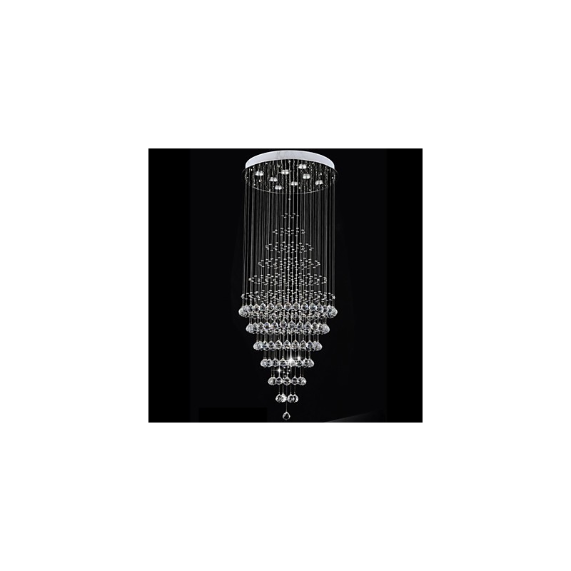 Modern Crystal Chandelier Lighting Pendant Light Ceiling Lamp Fixtures with 8 Bulbs H180CM