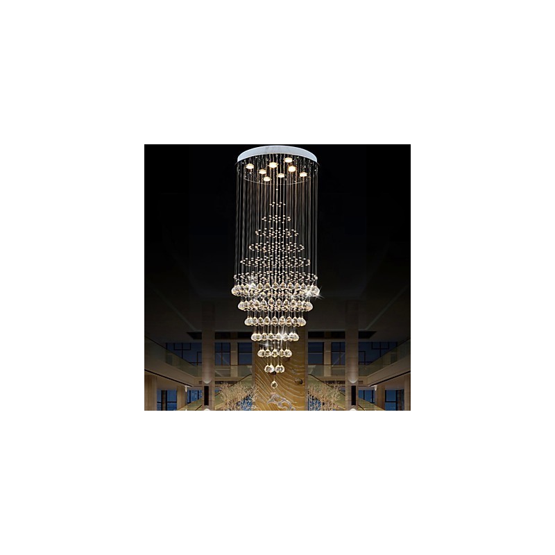 Modern Crystal Chandelier Lighting Pendant Light Ceiling Lamp Fixtures with 8 Bulbs H180CM