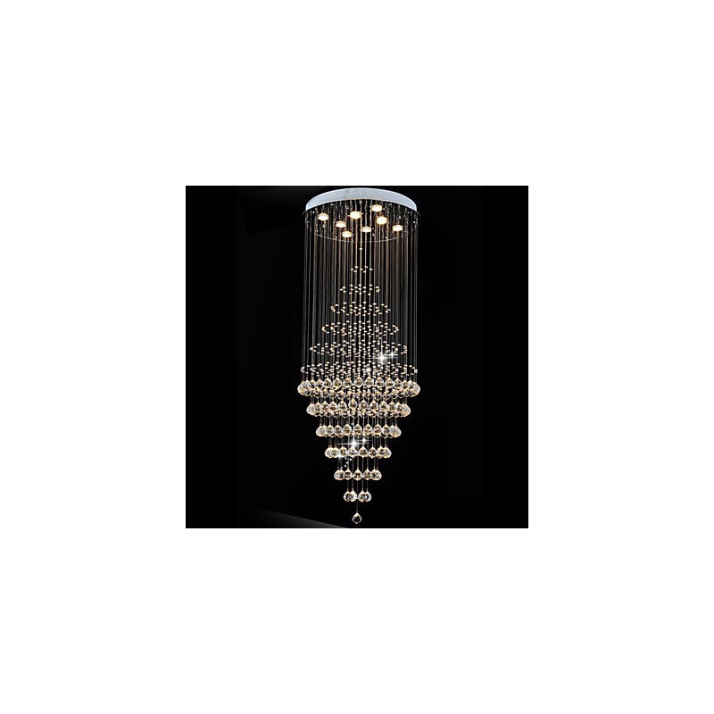 Modern Crystal Chandelier Lighting Pendant Light Ceiling Lamp Fixtures with 8 Bulbs H180CM