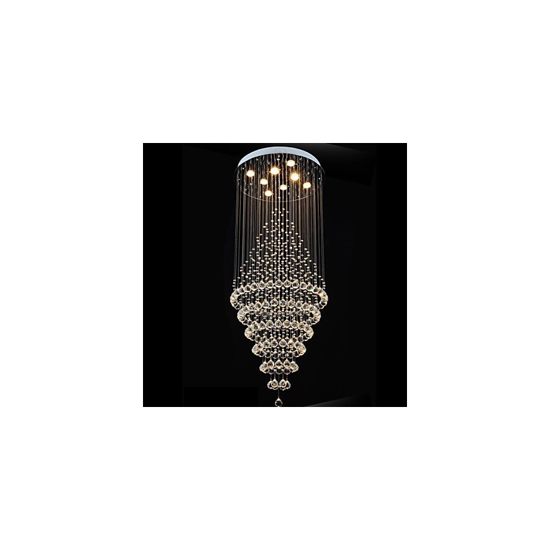 Modern Crystal Chandelier Lighting Pendant Light Ceiling Lamp Fixtures with 8 Bulbs H180CM