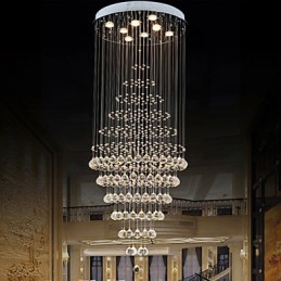 Modern Crystal Chandelier Lighting Pendant Light Ceiling Lamp Fixtures with 8 Bulbs H180CM
