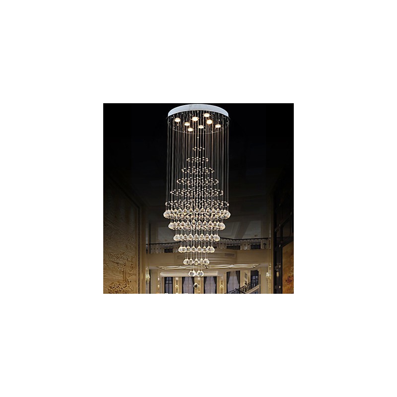 Modern Crystal Chandelier Lighting Pendant Light Ceiling Lamp Fixtures with 8 Bulbs H180CM