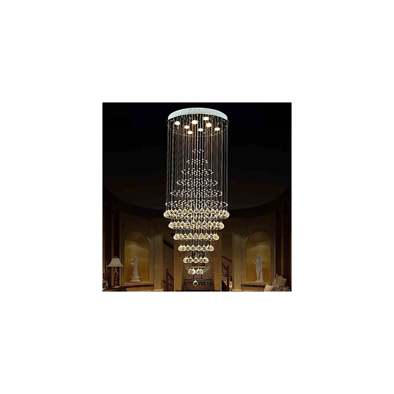 Modern Crystal Chandelier Lighting Pendant Light Ceiling Lamp Fixtures with 8 Bulbs H180CM