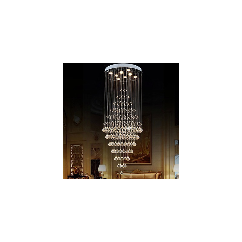 Modern Crystal Chandelier Lighting Pendant Light Ceiling Lamp Fixtures with 8 Bulbs H180CM