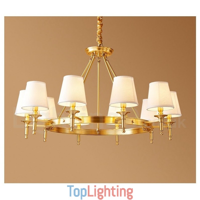 Pure Brass Round Chandelier Pendant Light Traditional Classic