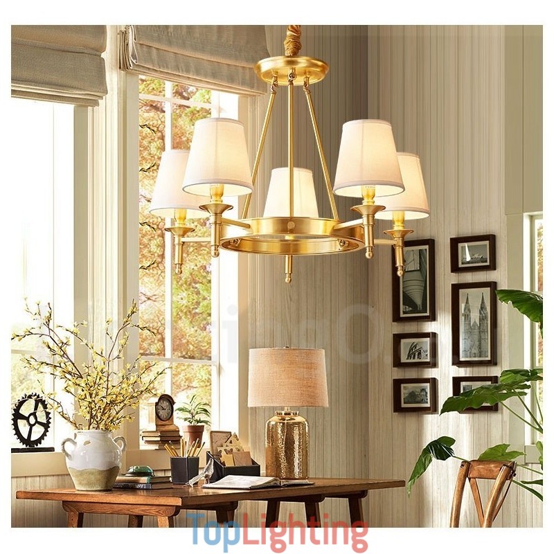 Pure Brass Round Chandelier Pendant Light Traditional Classic
