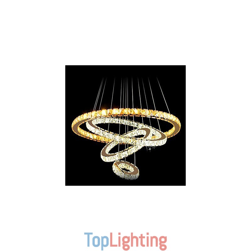 Pendant Lamps Ceiling Light Chandelier Lighting Round 4 Rings Large Ring Amber Crystal and Other Clear Crystal