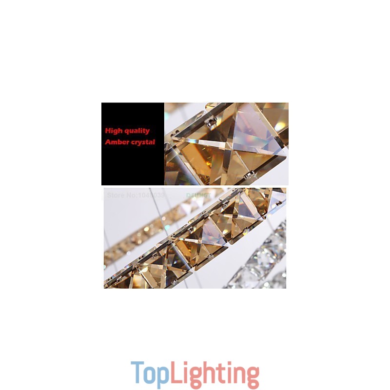 Pendant Lamps Ceiling Light Chandelier Lighting Round 4 Rings Large Ring Amber Crystal and Other Clear Crystal