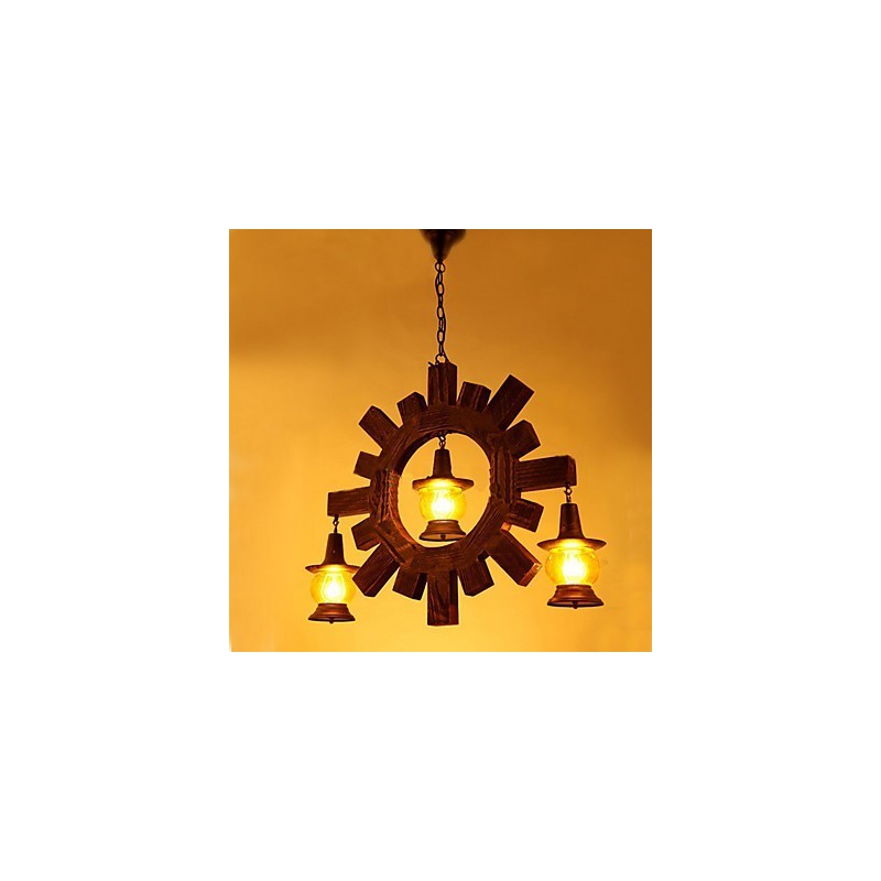 Antique Wood Chandelier American Country Iiving lamp lamp