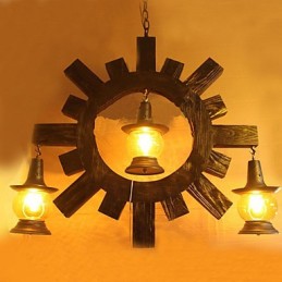 Antique Wood Chandelier American Country Iiving lamp lamp