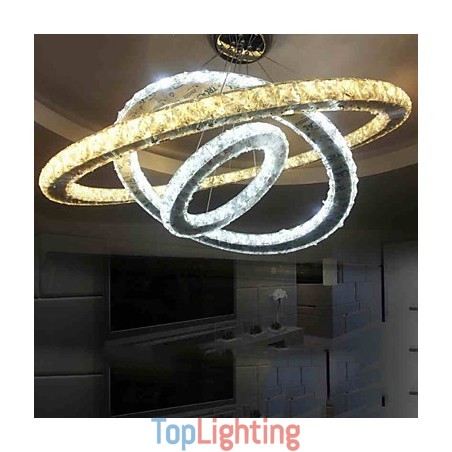 Crystal Ceiling Pendant Lamps Chandelier Lighting Fixtures with Warm and Cool White D406080cm