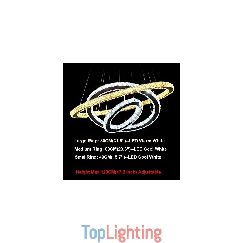 Crystal Ceiling Pendant Lamps Chandelier Lighting Fixtures with Warm and Cool White D406080cm