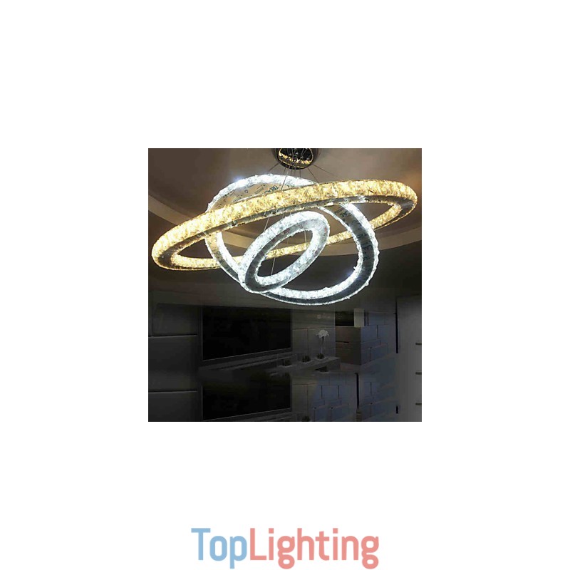 Crystal Ceiling Pendant Lamps Chandelier Lighting Fixtures with Warm and Cool White D406080cm
