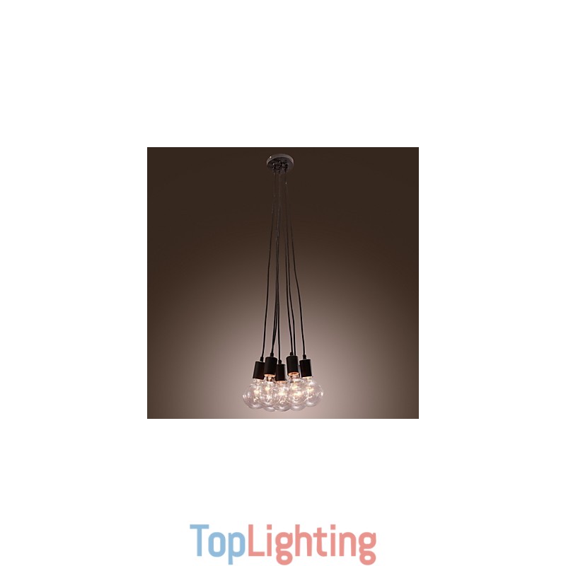 Modern Home 7 Head Edison Bulb Light Loft Glass Ball Pendant Light