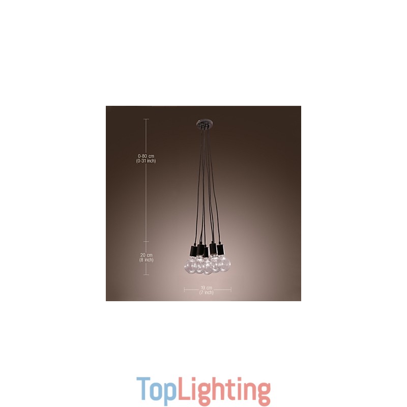Modern Home 7 Head Edison Bulb Light Loft Glass Ball Pendant Light