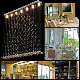 K9 Crystal Pendant Lamp Hanging Wire Chandelier Lighting Ceiling Light Indoor Café