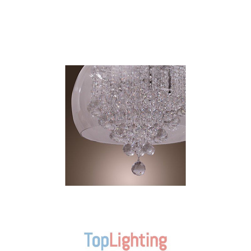 Artistic 6 Light Crystal Pendant Light with Glass Shade