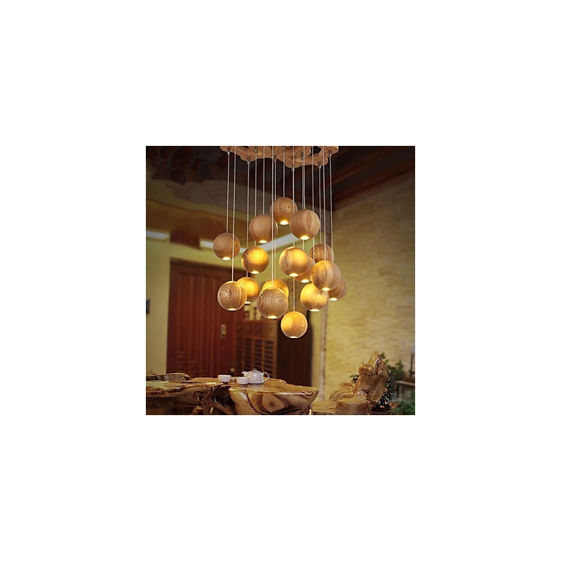 Pendant Lights Mini Style Lantern Wood Bamboo