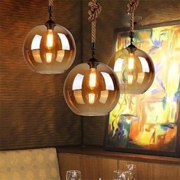 Loft American Rope Retro Lighting Lights Glass Pendant Light