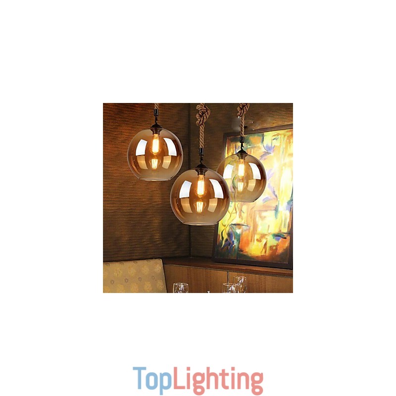 Loft American Rope Retro Lighting Lights Glass Pendant Light