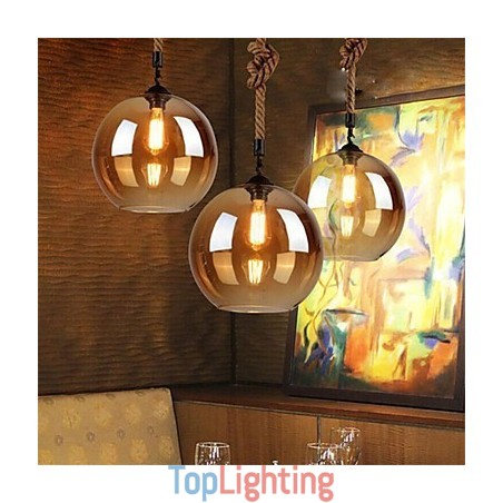 Loft American Rope Retro Lighting Lights Glass Pendant Light Loft American Rope Retro Lighting Lights Glass Pendant Light
