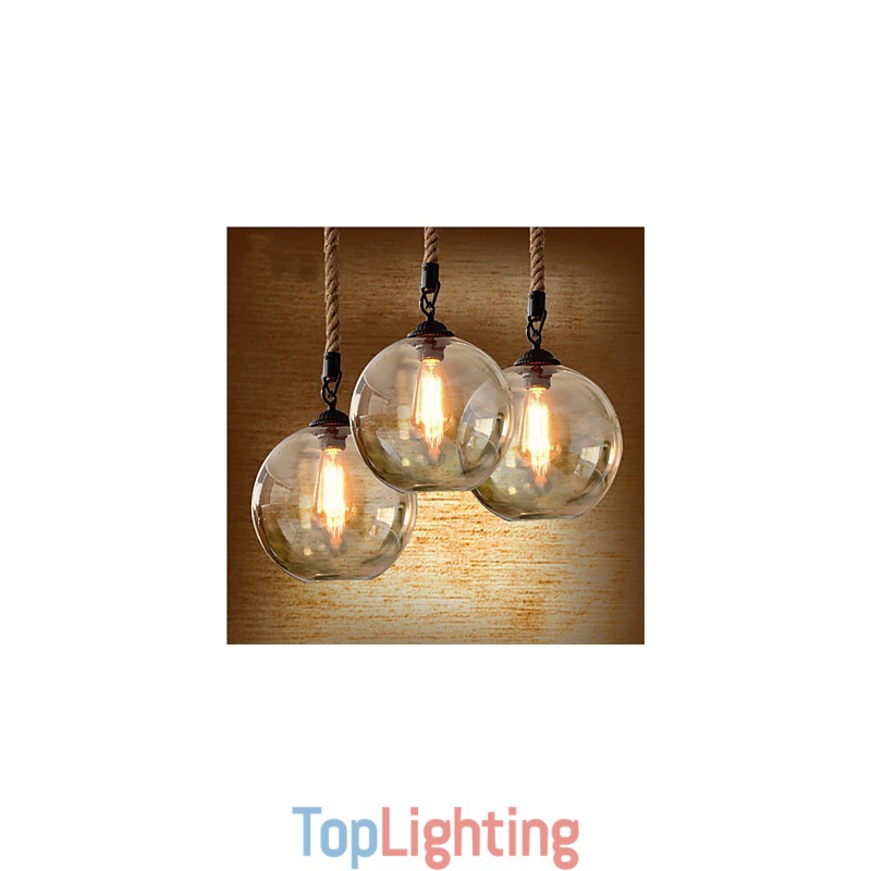 Loft American Rope Retro Lighting Lights Glass Pendant Light