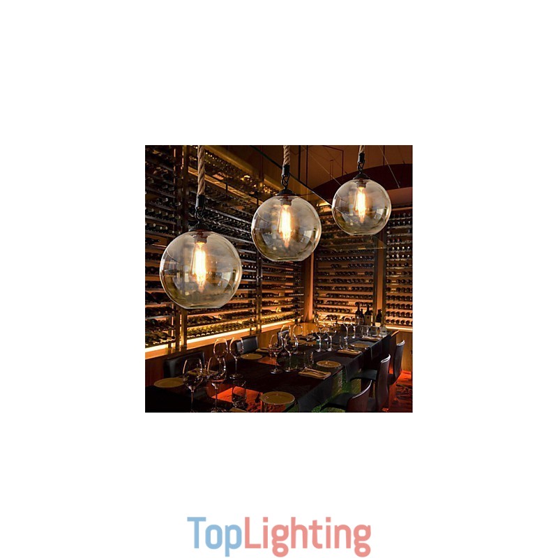 Loft American Rope Retro Lighting Lights Glass Pendant Light