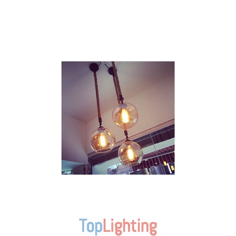 Loft American Rope Retro Lighting Lights Glass Pendant Light
