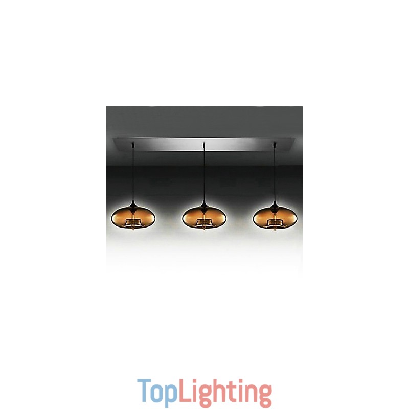 3 Light Modern Glass Pendant Light in Brown Bubble Design