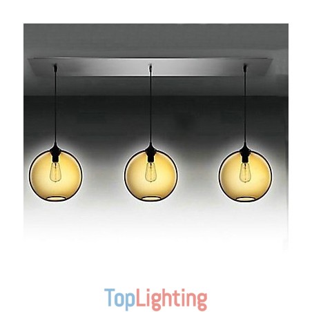 3 Light Modern Glass Pendant Light in Transparent Brown Bubble Design 3 Light Modern Glass Pendant Light in Transparent Brown Bubble Design
