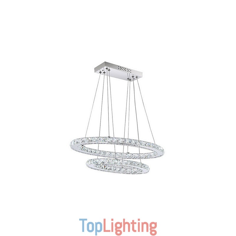 Modern Crystal Pendant Light with Oval Double Ring for
