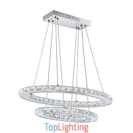 Modern Crystal Pendant Light with Oval Double Ring for Modern Crystal Pendant Light with Oval Double Ring for