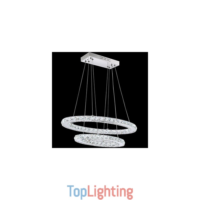Modern Crystal Pendant Light with Oval Double Ring for
