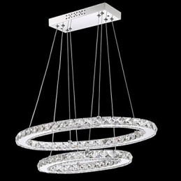 Modern Crystal Pendant Light with Oval Double Ring for