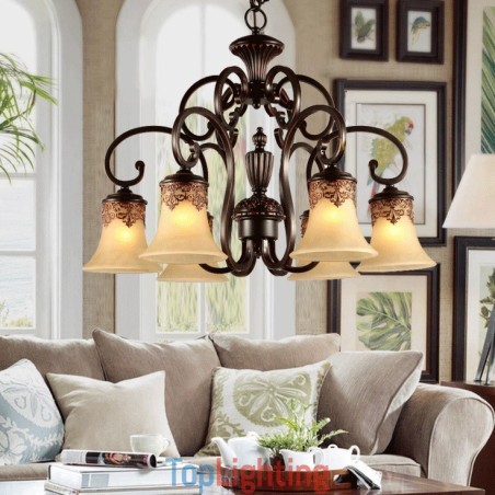 Chandelier Pendant Light 6 Lights Vintage Country Island Metal+Glass Chandelier Pendant Light 6 Lights Vintage Country Island Metal+Glass
