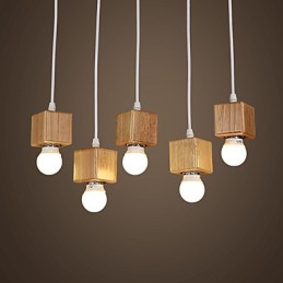 Nordic Solid Wood Square Lamp Holder Sitting Droplight Lamp Light