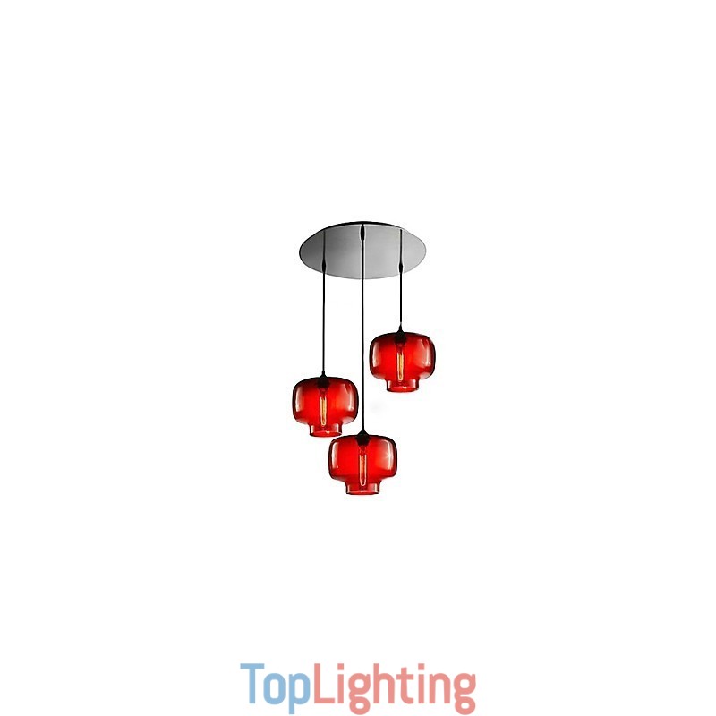 Modern Glass Pendant Light with 3 Lights in Transparent Bottle Design