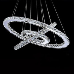 Dimmable Circular Pendant Chandelier Lighting Fixtures with K9 Crystal Warm and Cool White with Remote Control