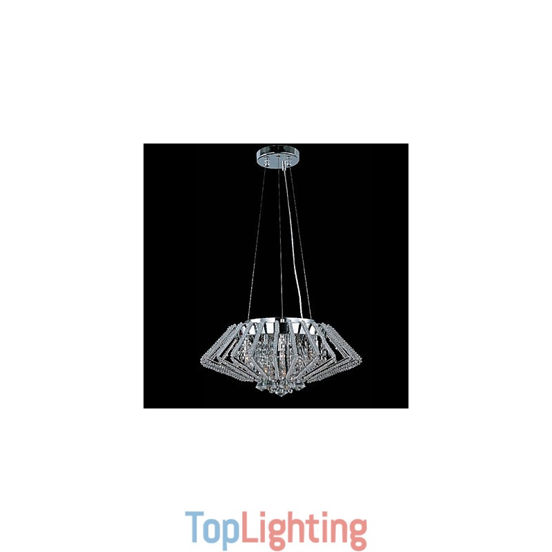 Diamond Shaped Stainless Steel Crystal Pendant Light with 9 Lights