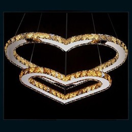 Pendant Lighting Chandelier Light Transparent OR Amber K9 Crystal Double Heart shaped Ceiling Lamps Lights