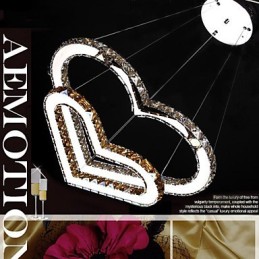 Pendant Lighting Chandelier Light Transparent OR Amber K9 Crystal Double Heart shaped Ceiling Lamps Lights