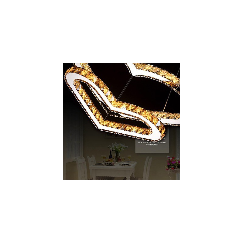 Pendant Lighting Chandelier Light Transparent OR Amber K9 Crystal Double Heart shaped Ceiling Lamps Lights