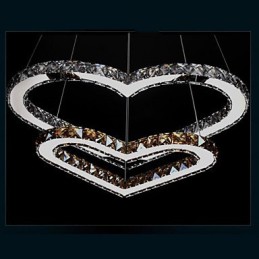 Pendant Lighting Chandelier Light Transparent OR Amber K9 Crystal Double Heart shaped Ceiling Lamps Lights