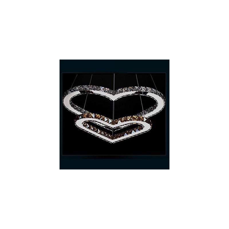 Pendant Lighting Chandelier Light Transparent OR Amber K9 Crystal Double Heart shaped Ceiling Lamps Lights
