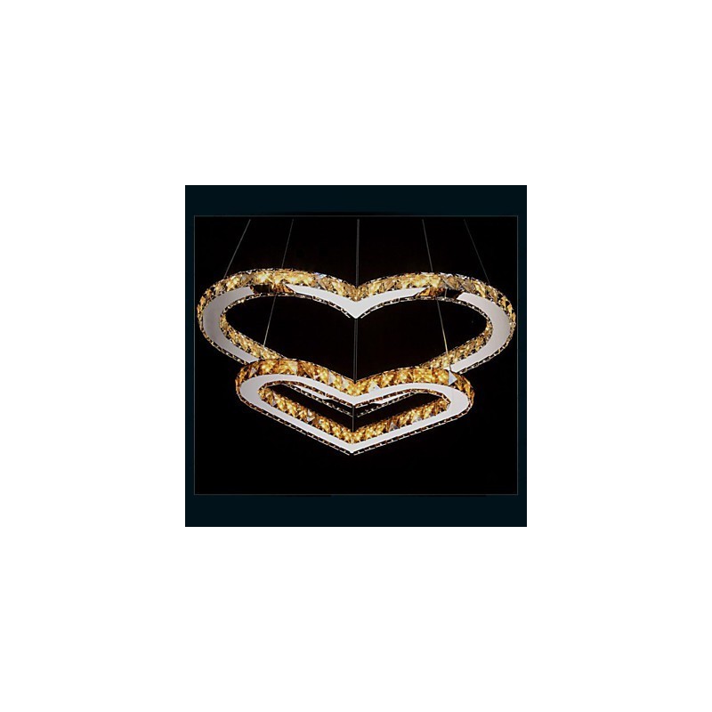 Pendant Lighting Chandelier Light Transparent OR Amber K9 Crystal Double Heart shaped Ceiling Lamps Lights